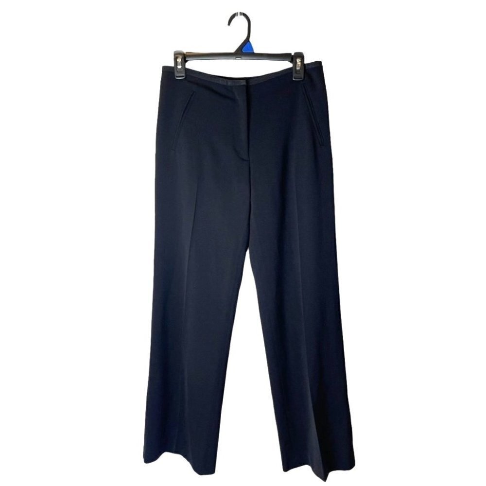 Moschino Pants Women 8 Black Wool Flat Front Wide Leg Trouser‎ Preppy Luxury